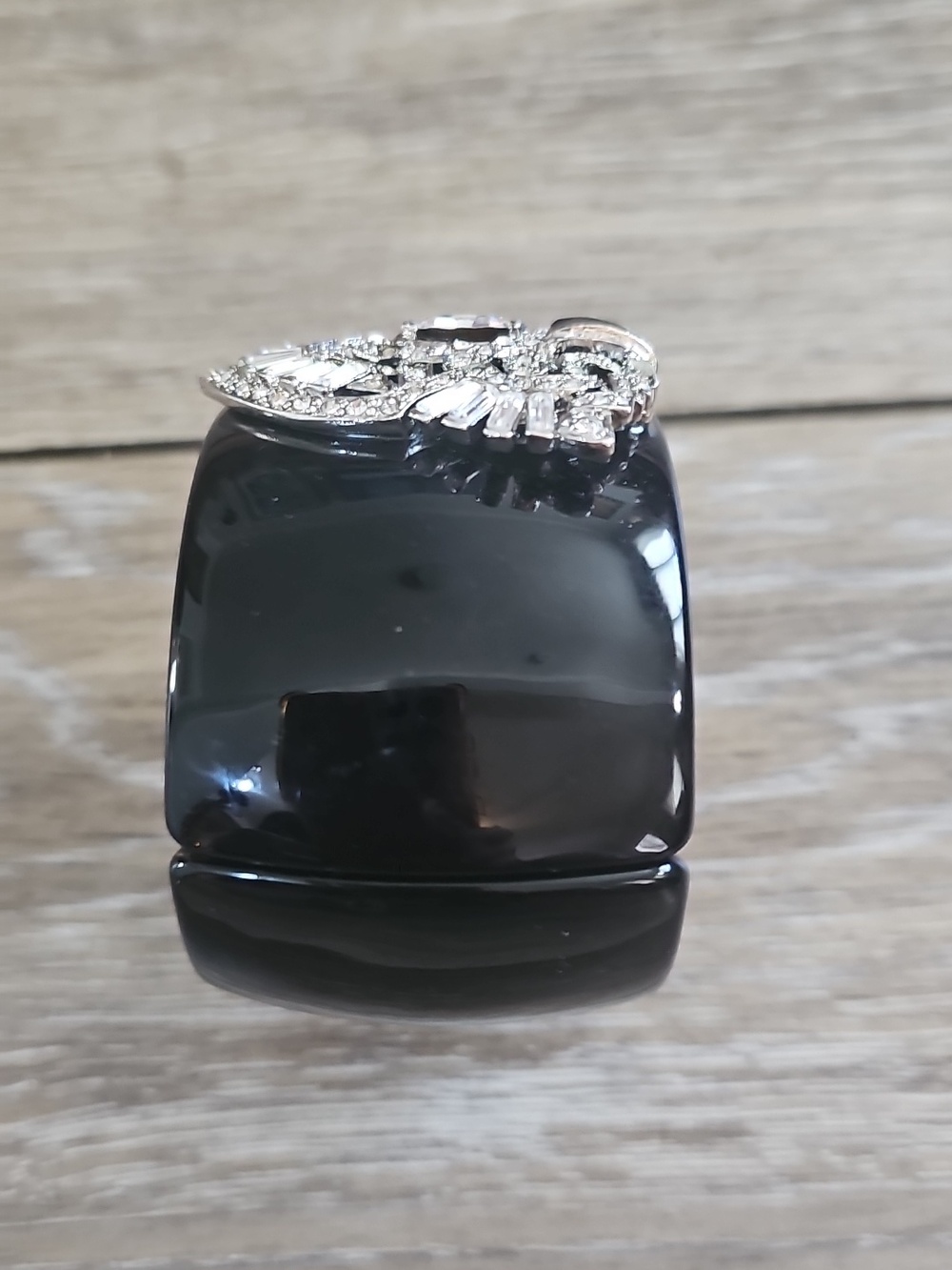 Kenneth Jay Lane Art Deco-Style Wide Cuff Braclet, Enamel & Rhinestone Medallion - Picture 13 of 15